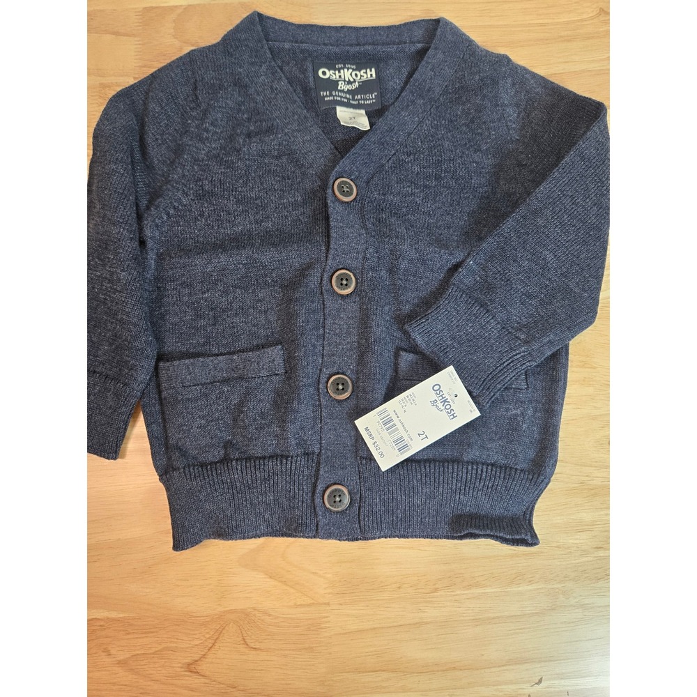OshKosh B'gosh Toddler Boys Gray Knit Button Front Cardigan Sweater 2T NWT